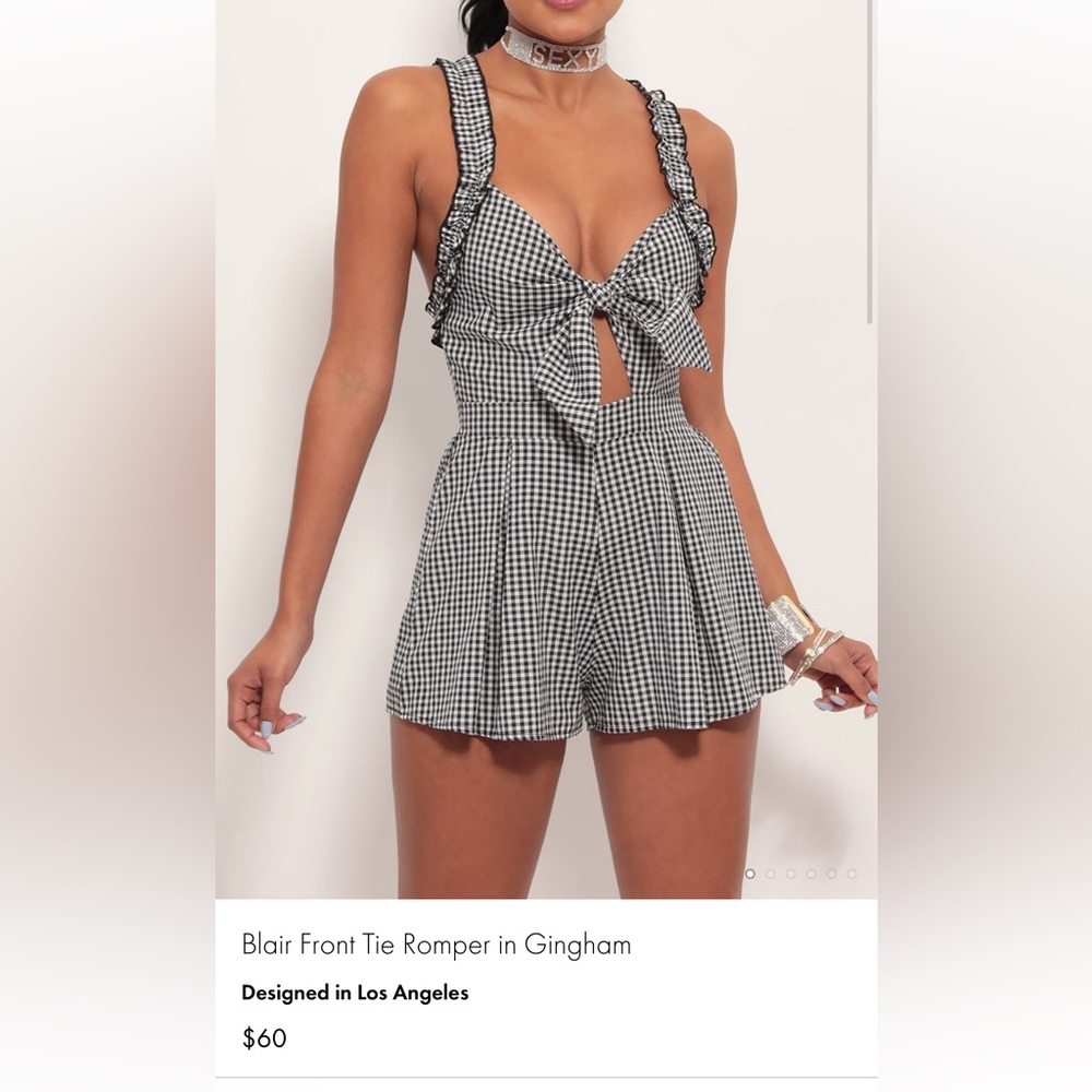 Lucy in the Sky black and white gingham romper